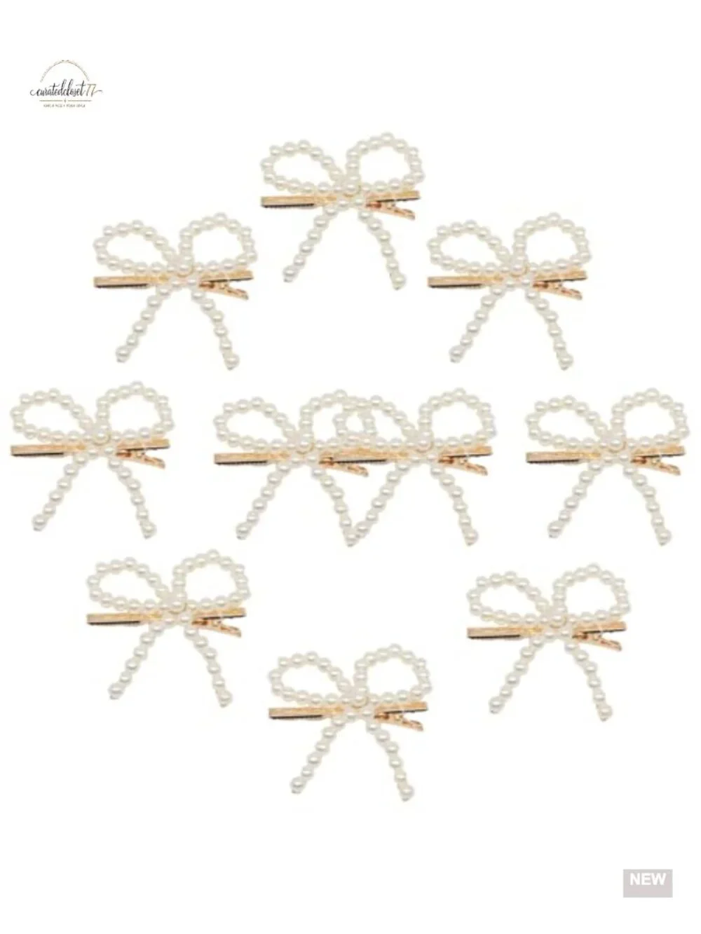 10 Pcs Pearl Bow Hair Clips, Faux Pearl Hair Barrettes, Non-Slip Duckbill